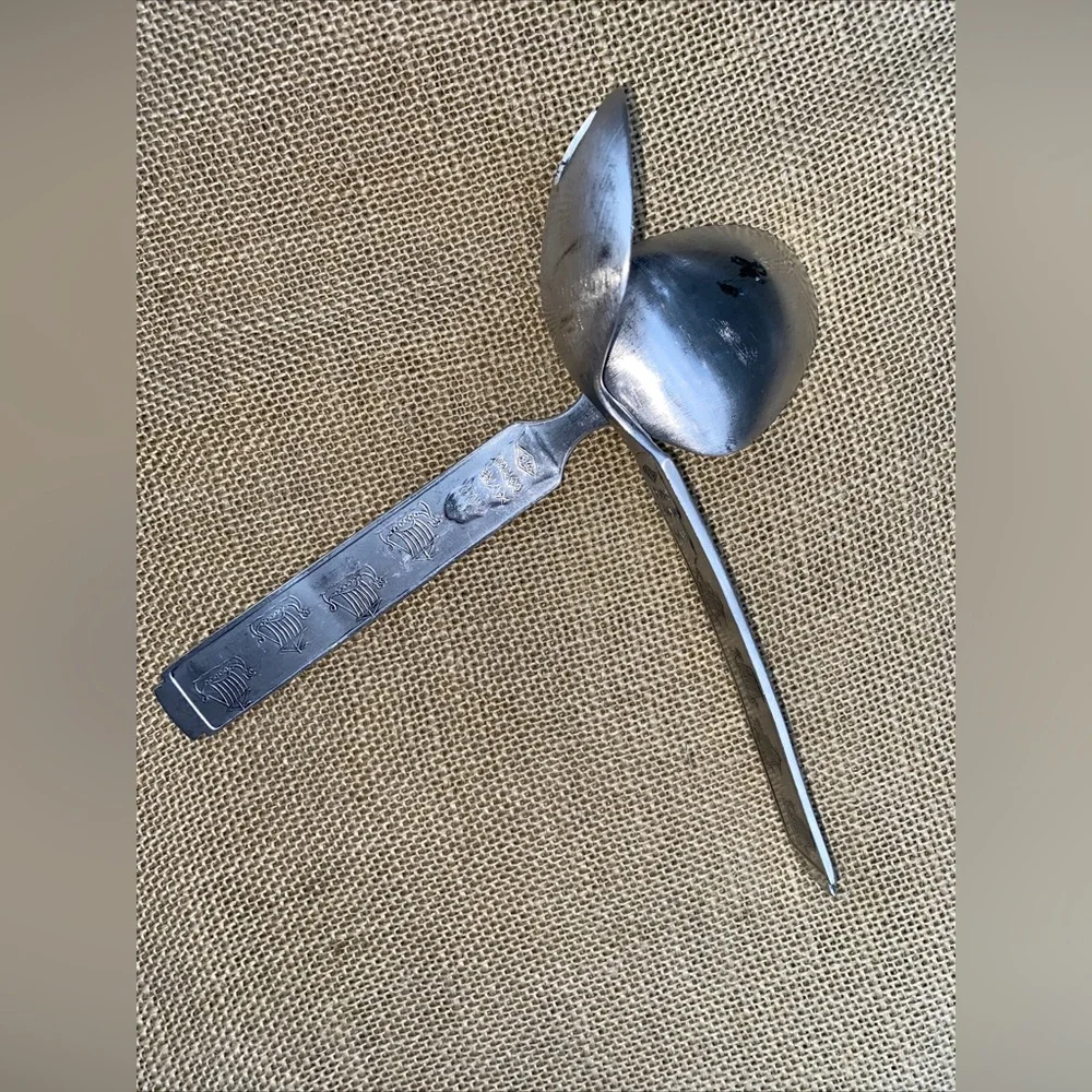 KONGE TINN Rare Vintage Salad set Norwegian pewter Salatsett - Picture 15 of 17